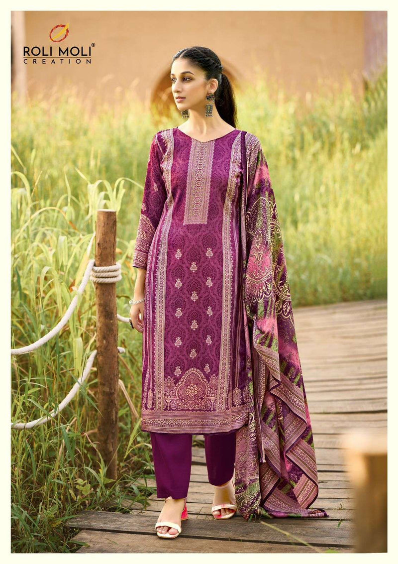 Roli Moli Farida Pashmina Winter Collection – Premium Suits with Twill Shawl Dupatta & Diamond Work