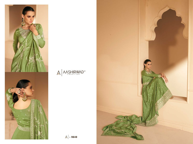 Aashirwad Creation Safar Silk Heavyy Elegant Designer Ready Made Party Wear Suits