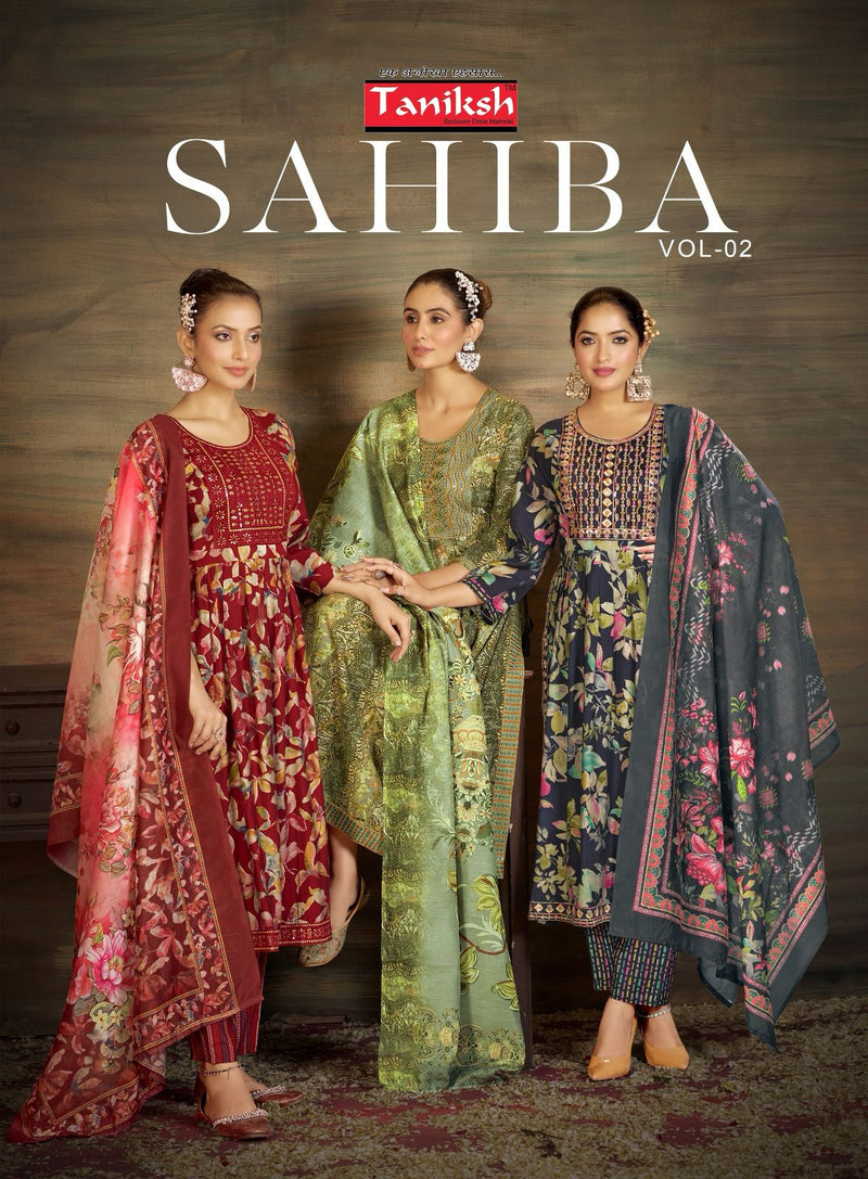 Taniksh Sahiba Vol 2 Muslin Nyra Cut Digital Printed Kurtis Collection