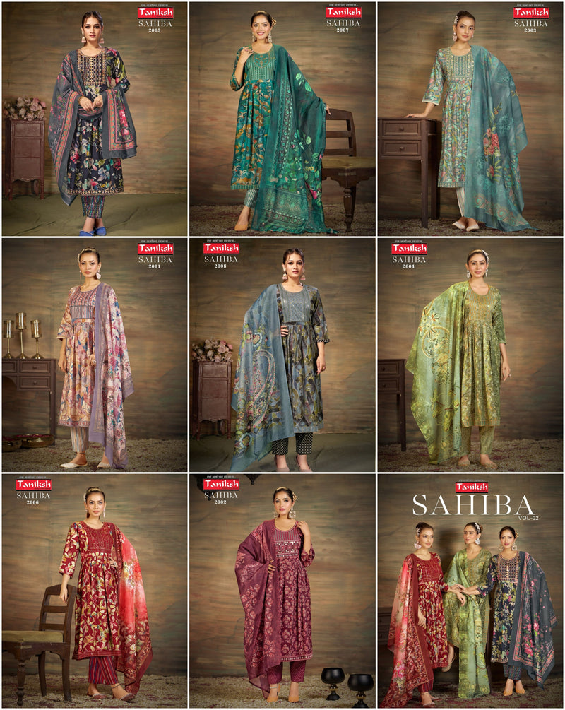 Taniksh Sahiba Vol 2 Muslin Nyra Cut Digital Printed Kurtis Collection