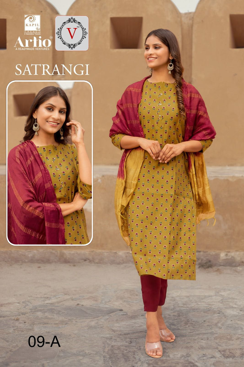 Kapil Trendz Satrangi Modal Printed Fabric Kurti Combo Set