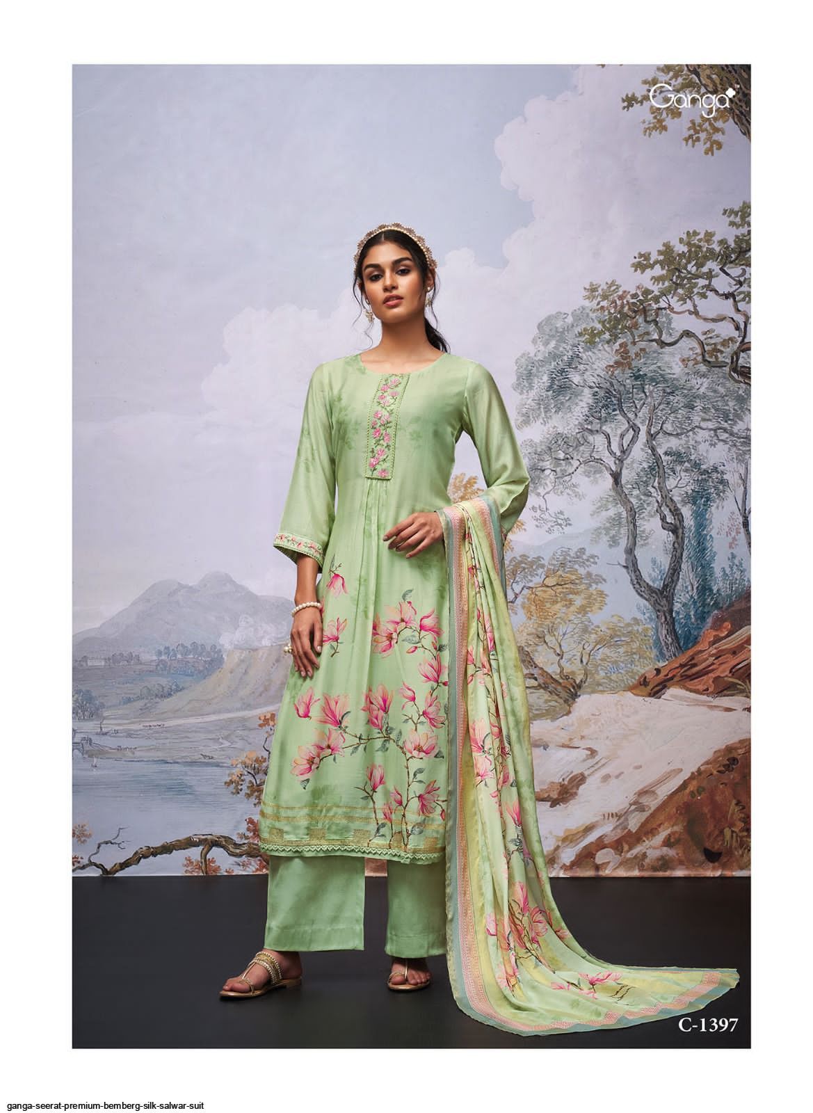 Ganga Seerat Bemberg Silk Printed With Embroidery Designer Traditional Wear Suits