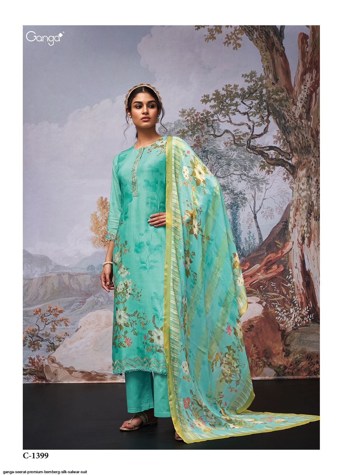 Ganga Seerat Bemberg Silk Printed With Embroidery Designer Traditional Wear Suits