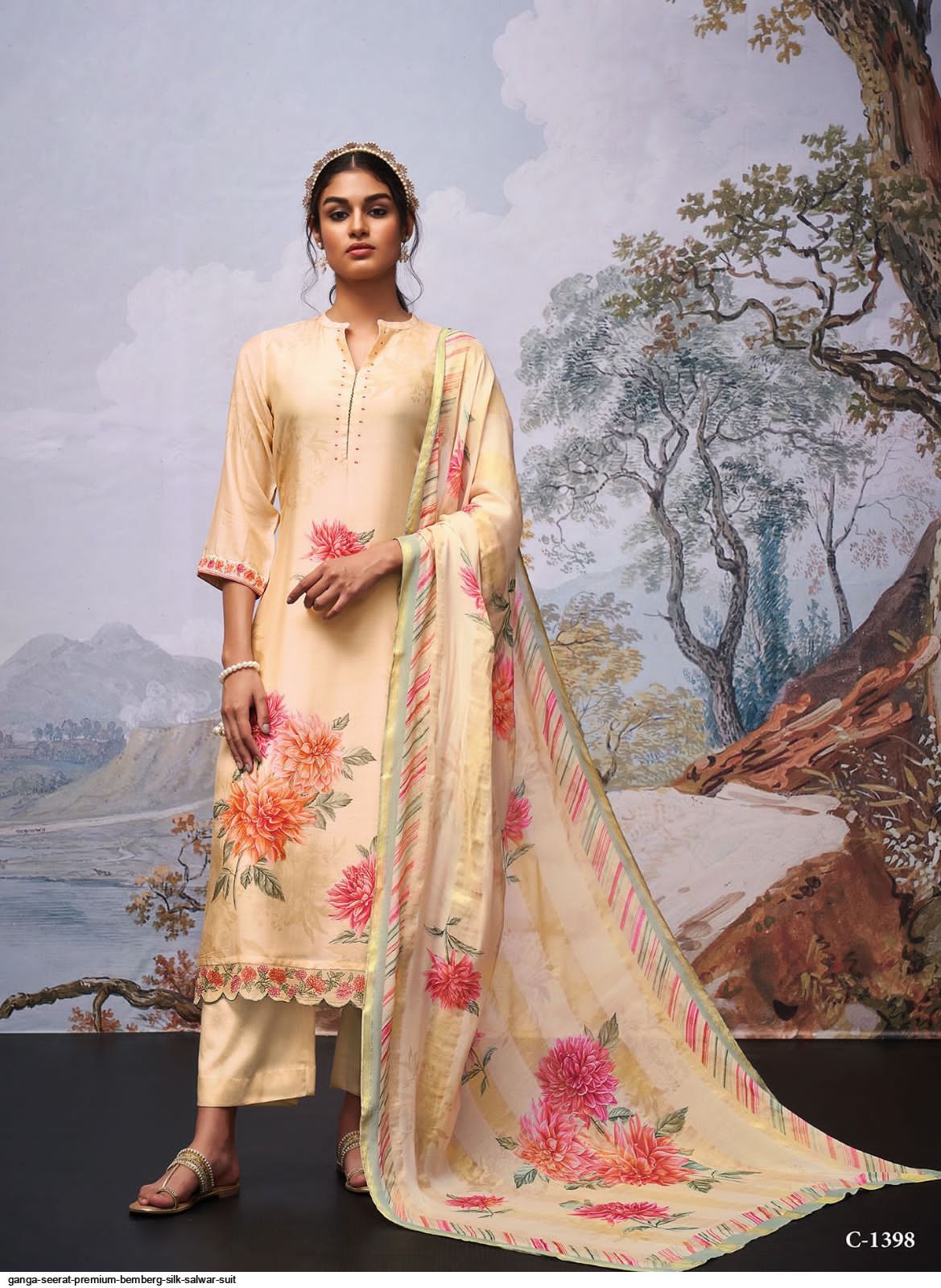 Ganga Seerat Bemberg Silk Printed With Embroidery Designer Traditional Wear Suits