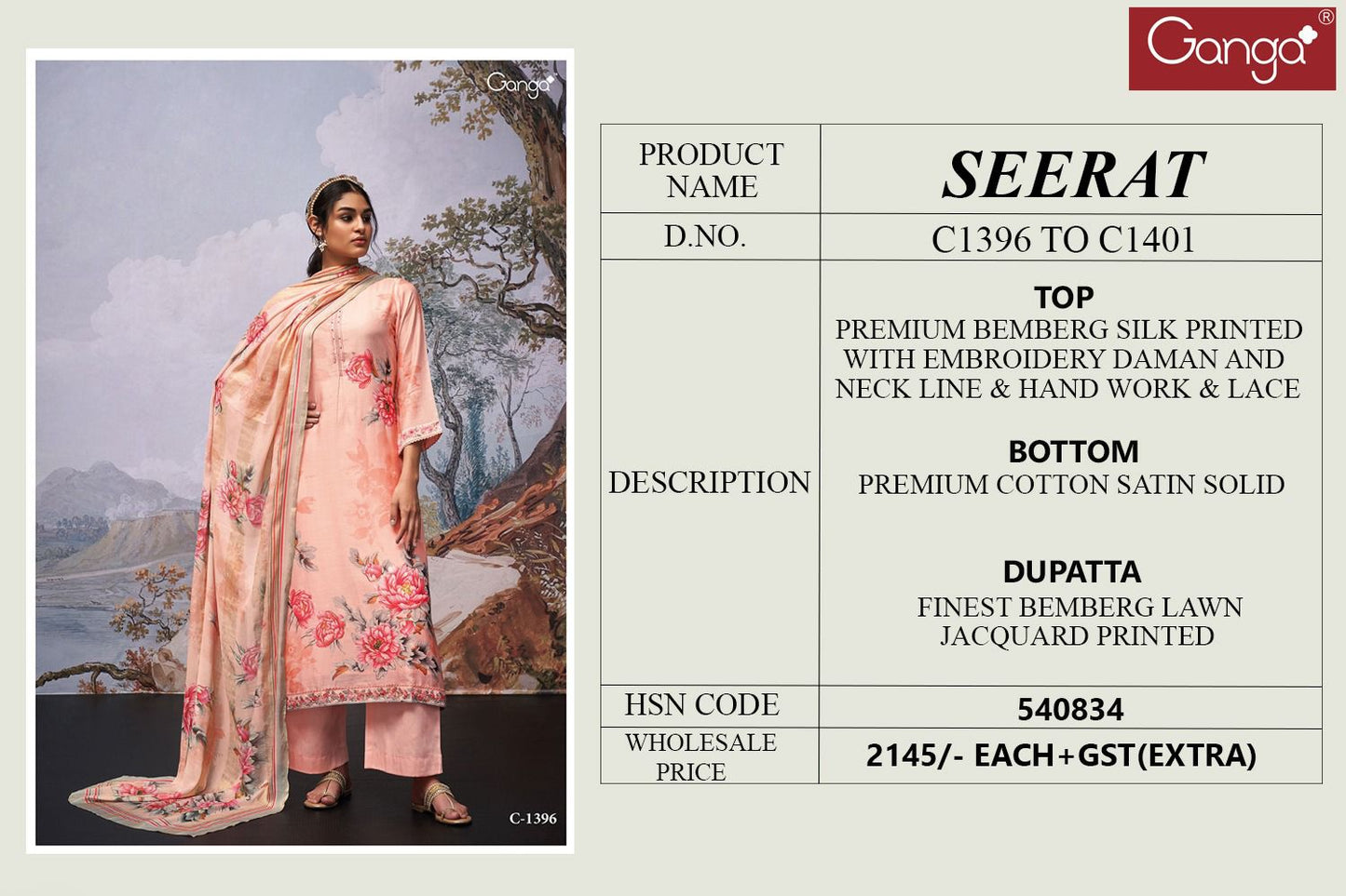 Ganga Seerat Bemberg Silk Printed With Embroidery Designer Traditional Wear Suits