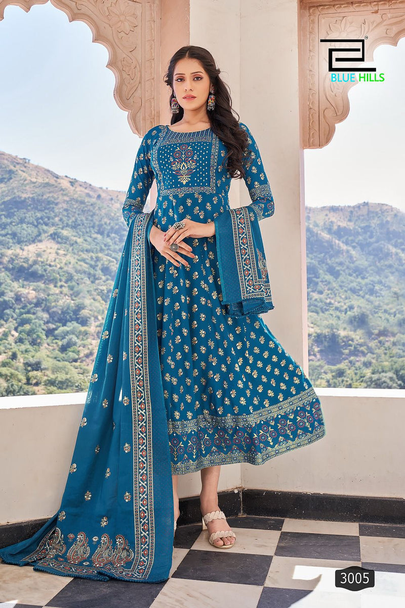 Blue Hills Senorita Rayon Printed Fancy Partywear Kurti