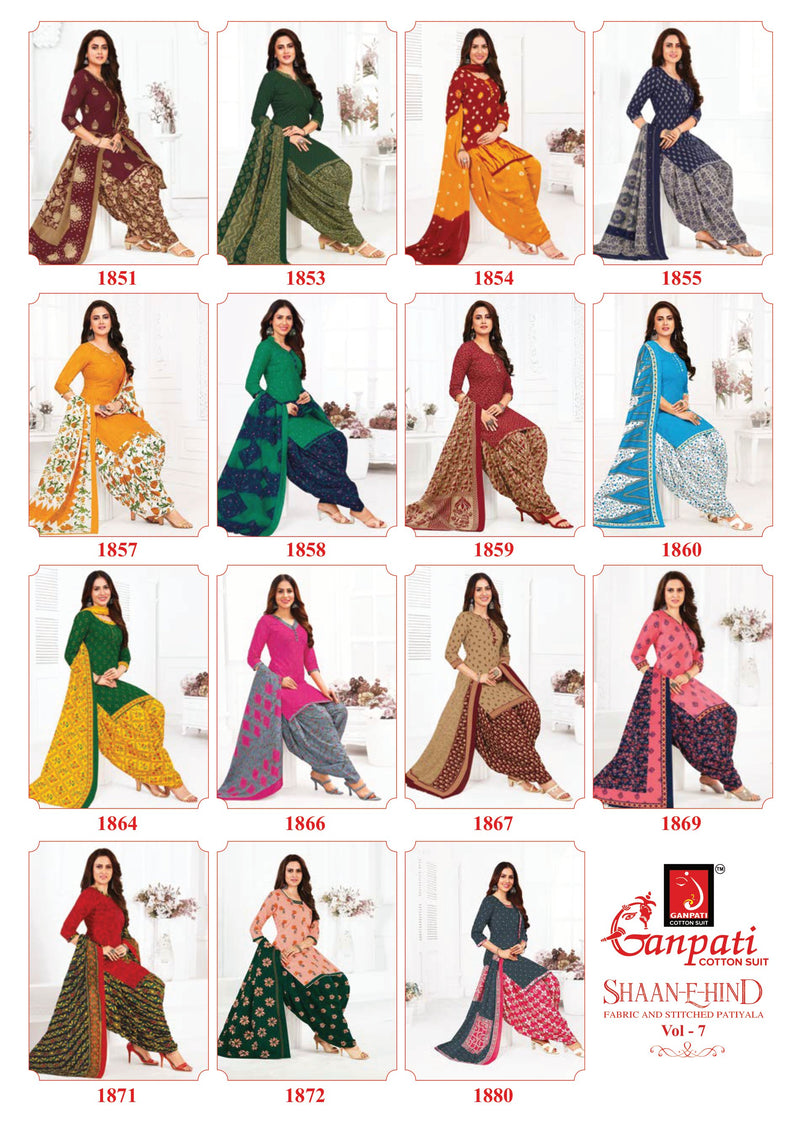 Ganpati Shaan E Hind Vol 7 Cotton Printed Unstitch Salwar Suits