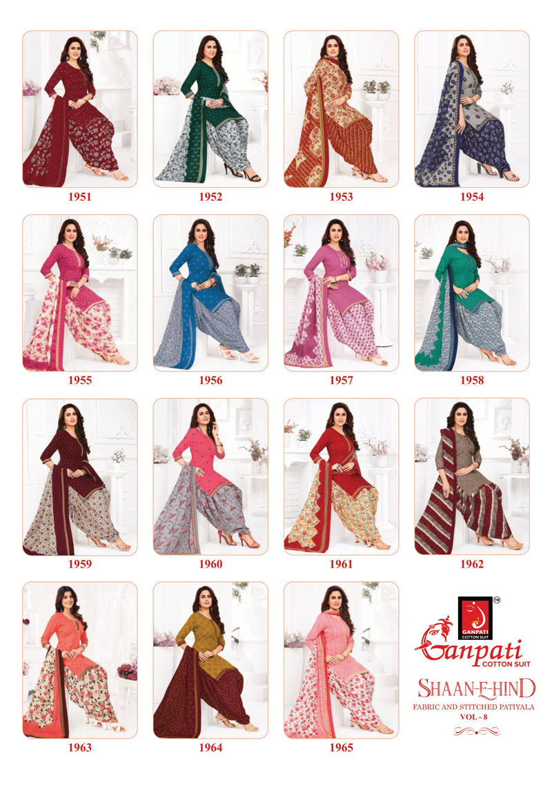 Ganpati Shaan E Hind Vol 8 Cotton Regular Printed Salwar Suit Collection