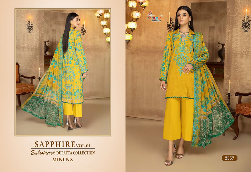 Shree Fabs Shapphire Vol 1 Mini Nx Pure Cotton Print With Self Embroidery Designer Salwar Kameez