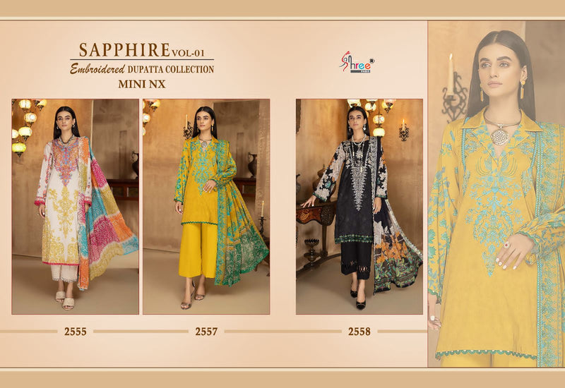 Shree Fabs Shapphire Vol 1 Mini Nx Pure Cotton Print With Self Embroidery Designer Salwar Kameez