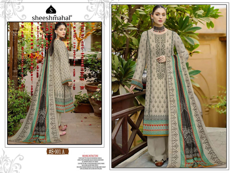 Sheeshmahal Lawn Collection Vol 1 Pure Lawn Cotton Print With Embroidery Salwar Kameez