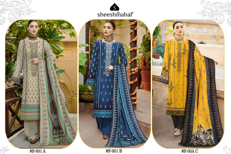 Sheeshmahal Lawn Collection Vol 1 Pure Lawn Cotton Print With Embroidery Salwar Kameez