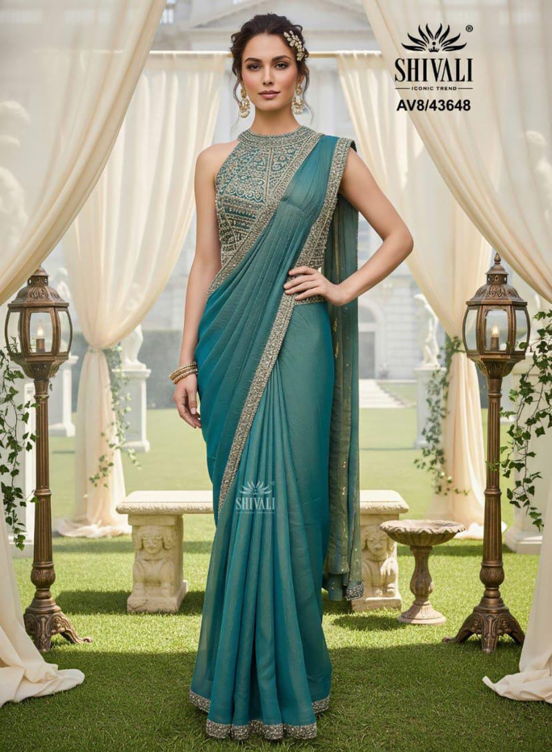 SHIVALI AV8 / 43648 – Premium Teal Embellished Saree