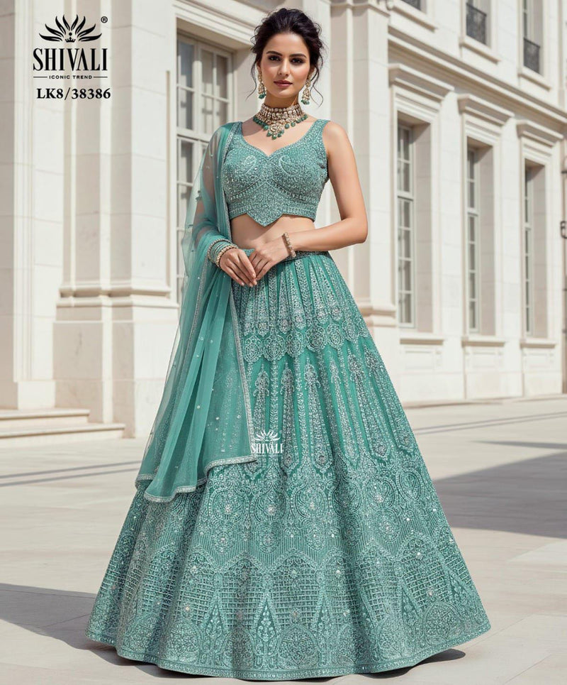 SHIVALI LK8 38386 – Luxury Mint Green Embellished Lehenga
