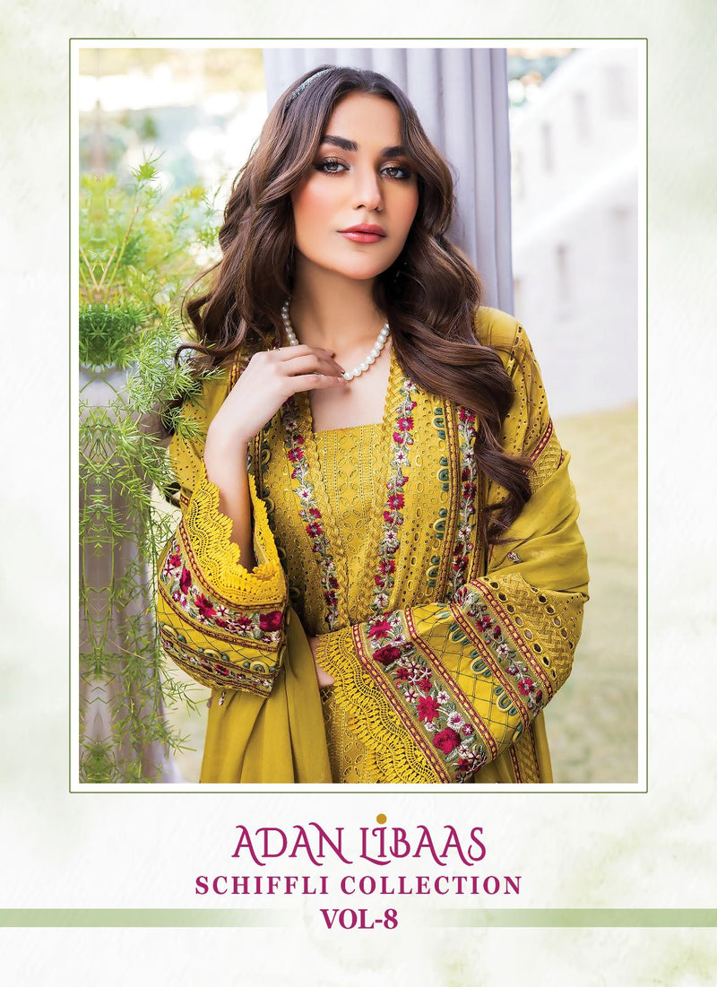 Shree Fabs Adan Libaas Schiffli Collection Vol 8 Cotton Heavy Self Embroidery Pakistani Salwar Kameez