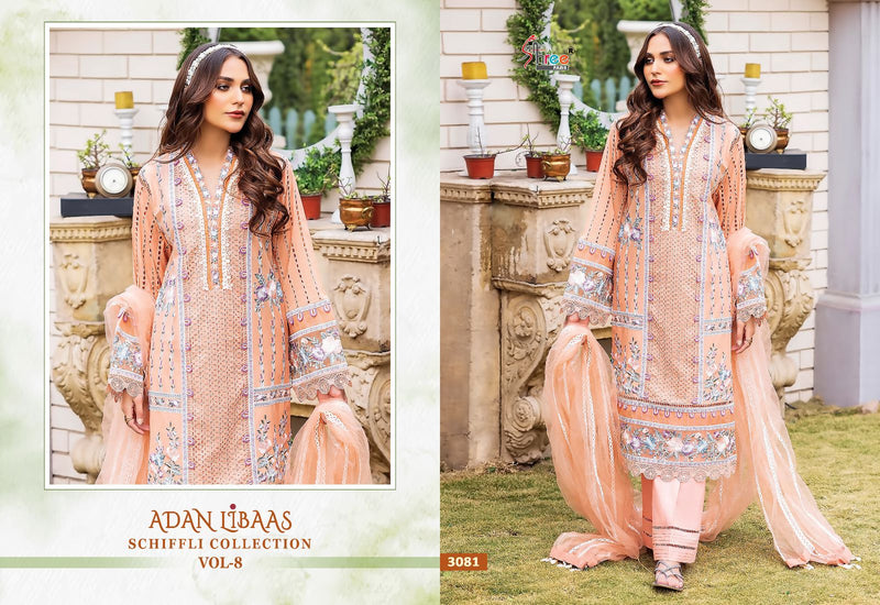 Shree Fabs Adan Libaas Schiffli Collection Vol 8 Cotton Heavy Self Embroidery Pakistani Salwar Kameez