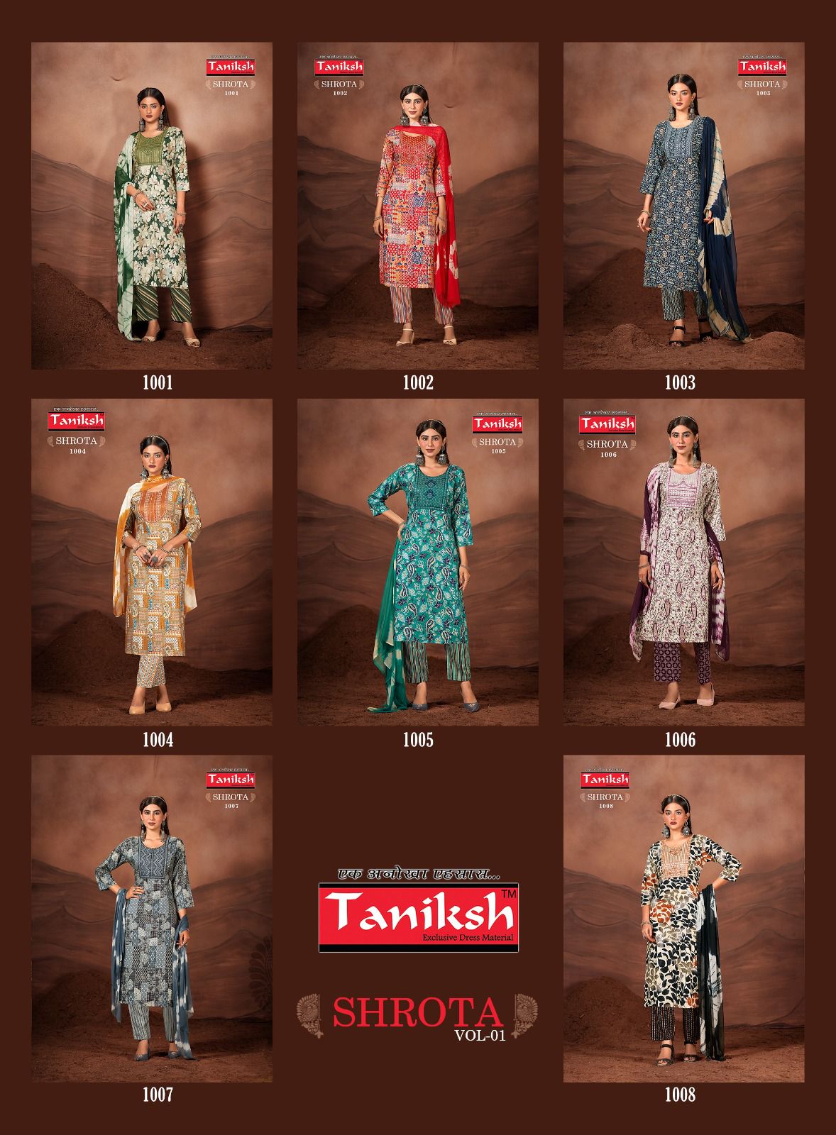 Taniksh Shrota Vol 1 Rayon Printed Embroidery Work Kurti With Pant Collection