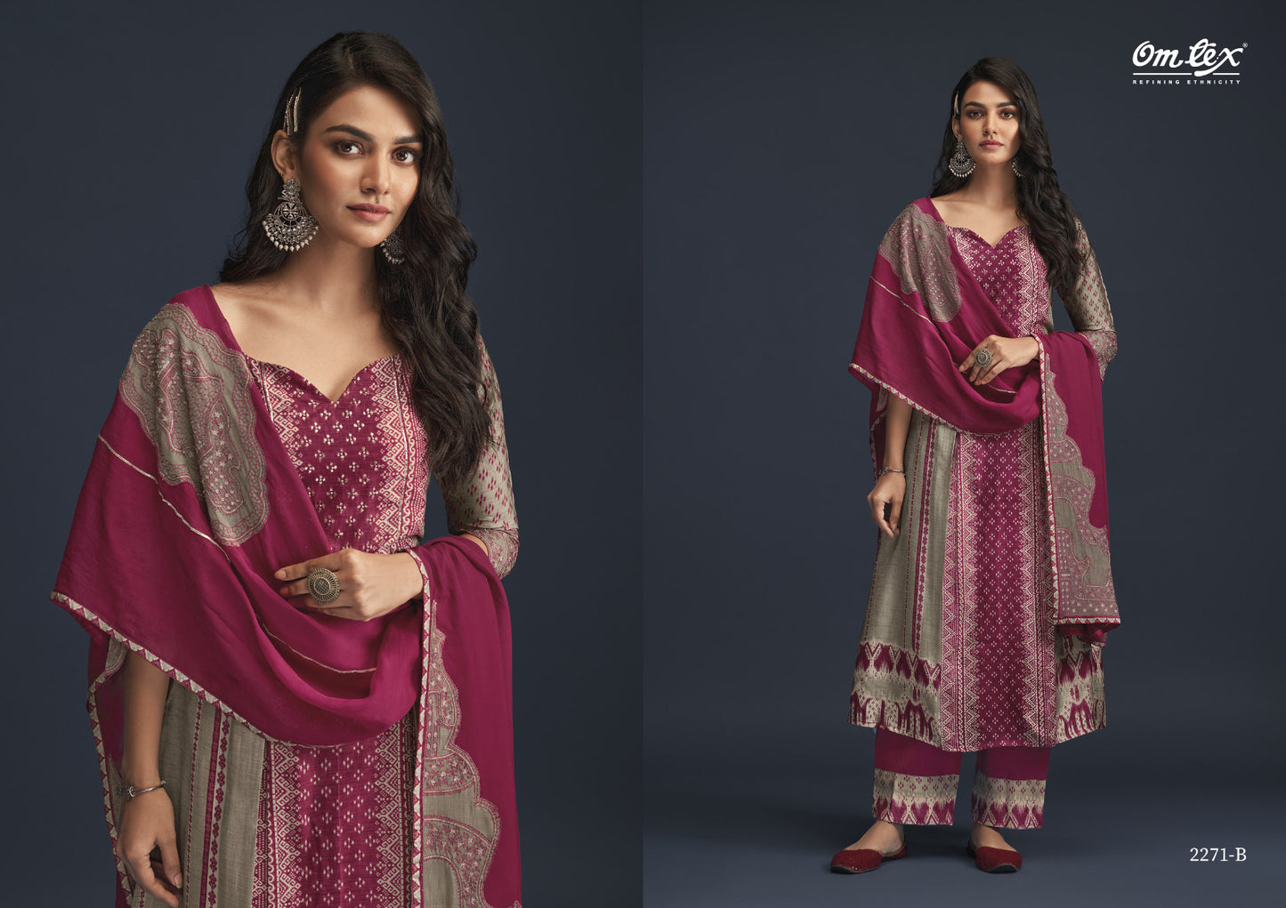 Omtex Silvia Silk Digital Print With Fancy Designer Work Suits