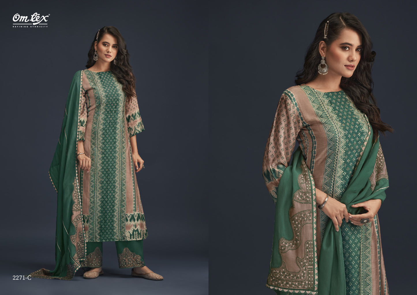 Omtex Silvia Silk Digital Print With Fancy Designer Work Suits