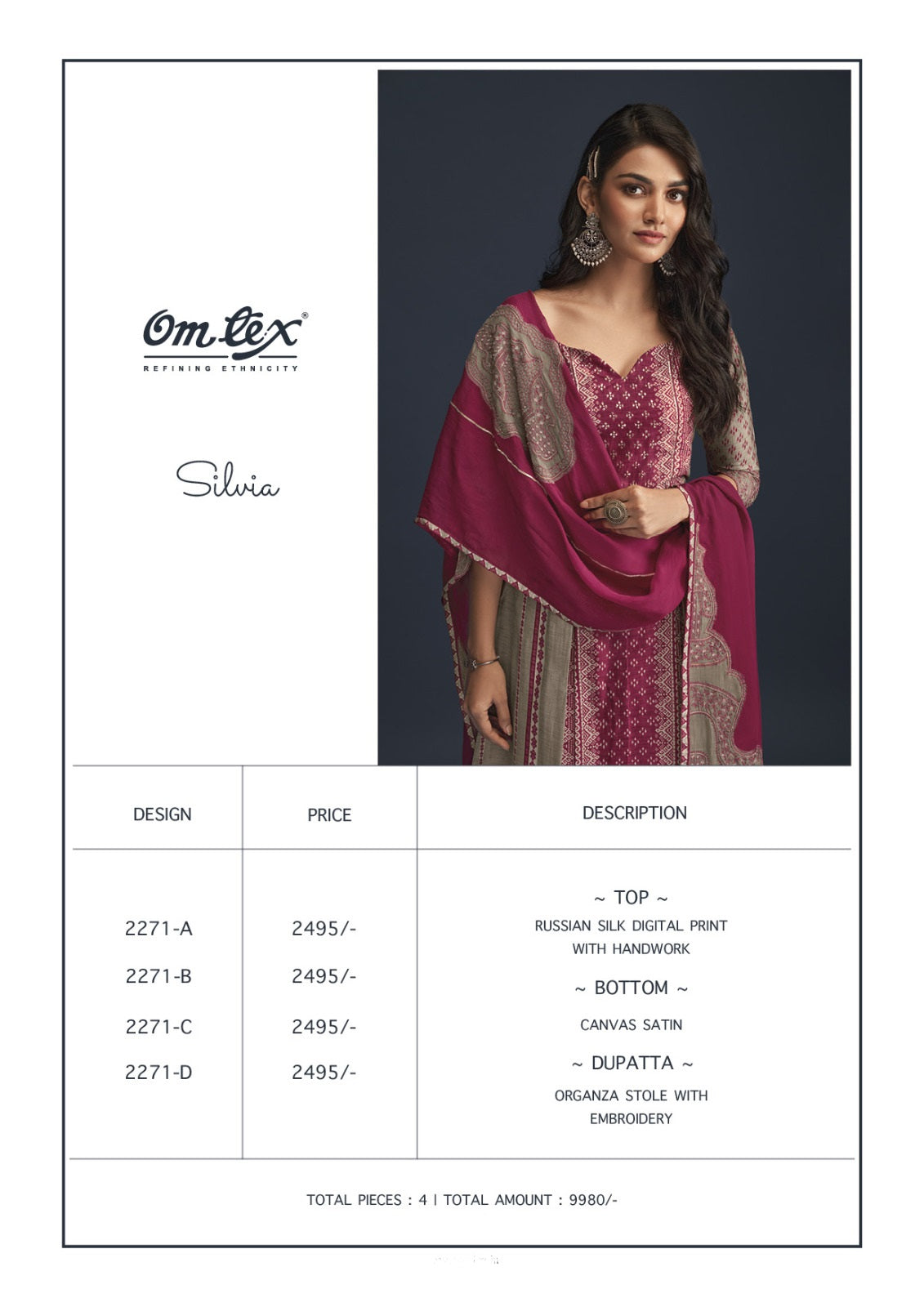 Omtex Silvia Silk Digital Print With Fancy Designer Work Suits