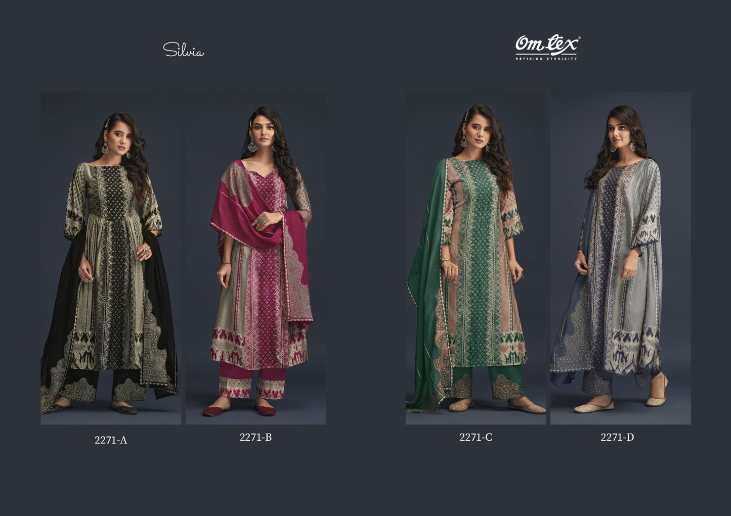 Omtex Silvia Silk Digital Print With Fancy Designer Work Suits