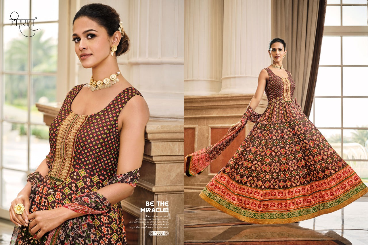 Virasat Southria Silk Patola Printed Designer Long Gown Collection