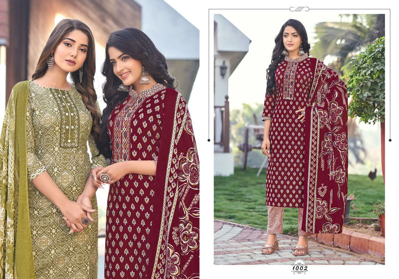 Radha Fab Suhani Cotton Prints With Fancy Embroidery Work Suits