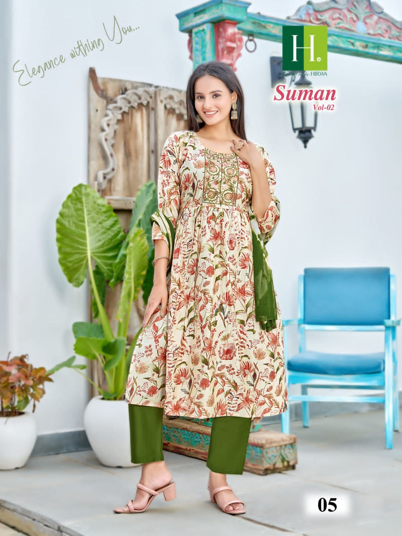 Hirwa Suman Vol 2 Modal Embroidery Work Fancy Pakistani Kurtis