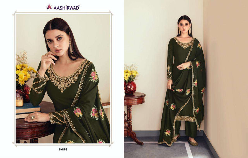 Aashirwad Creation Sunehri Georgette Heavy Embroidery Work Fancy Designer Partywear Salwar Kameez