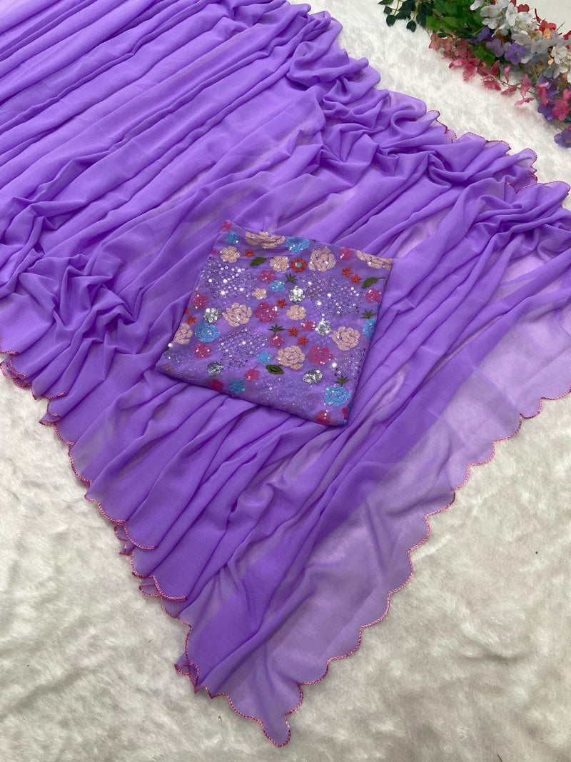 SYF Dress Code ASN Luxe Edition Premium Georgette Saree Adorned with Exquisite Arca Cutwork Embellished Border