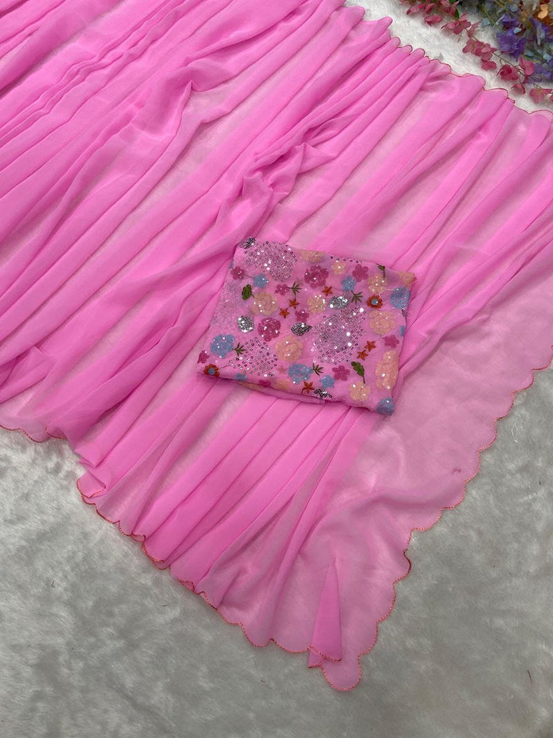 SYF Dress Code ASN Luxe Edition Premium Georgette Saree Adorned with Exquisite Arca Cutwork Embellished Border