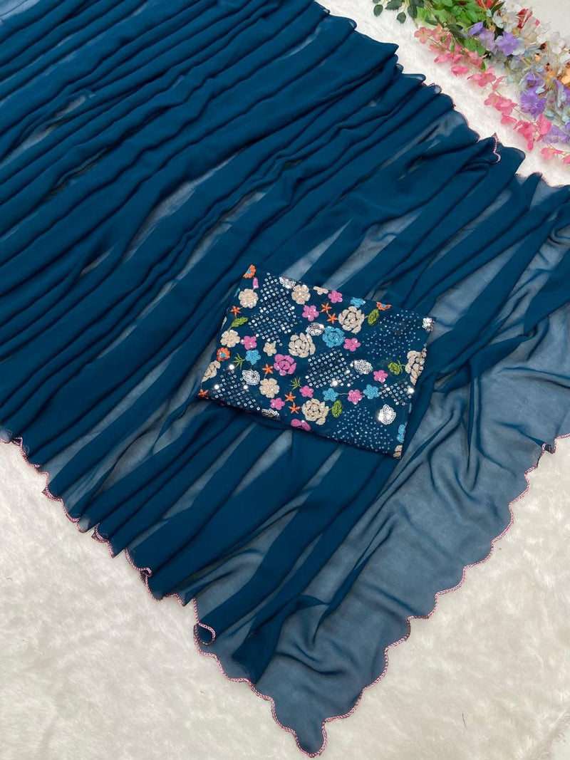 SYF Dress Code ASN Luxe Edition Premium Georgette Saree Adorned with Exquisite Arca Cutwork Embellished Border