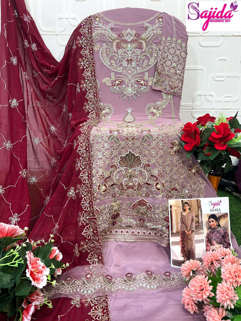 Sajida Designer Dno 1116-1117-1118 Pure Georgette Embroidered Pakistani Suit