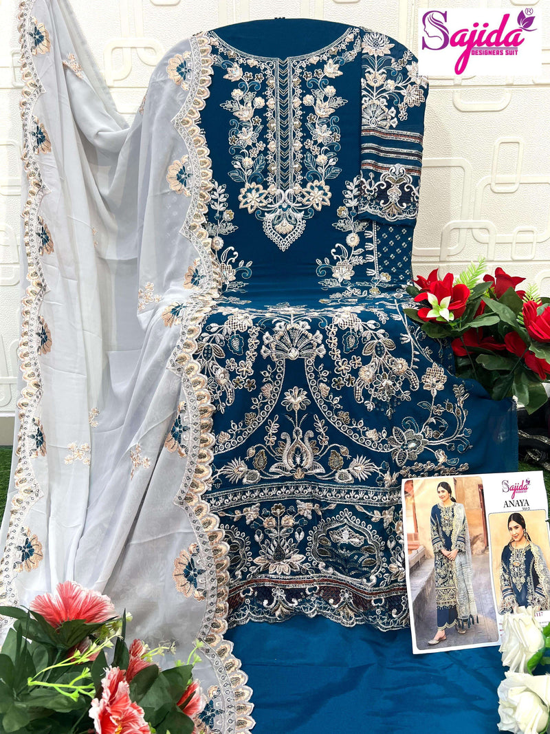 Sajida Designer Dno 1116-1117-1118 Pure Georgette Embroidered Pakistani Suit