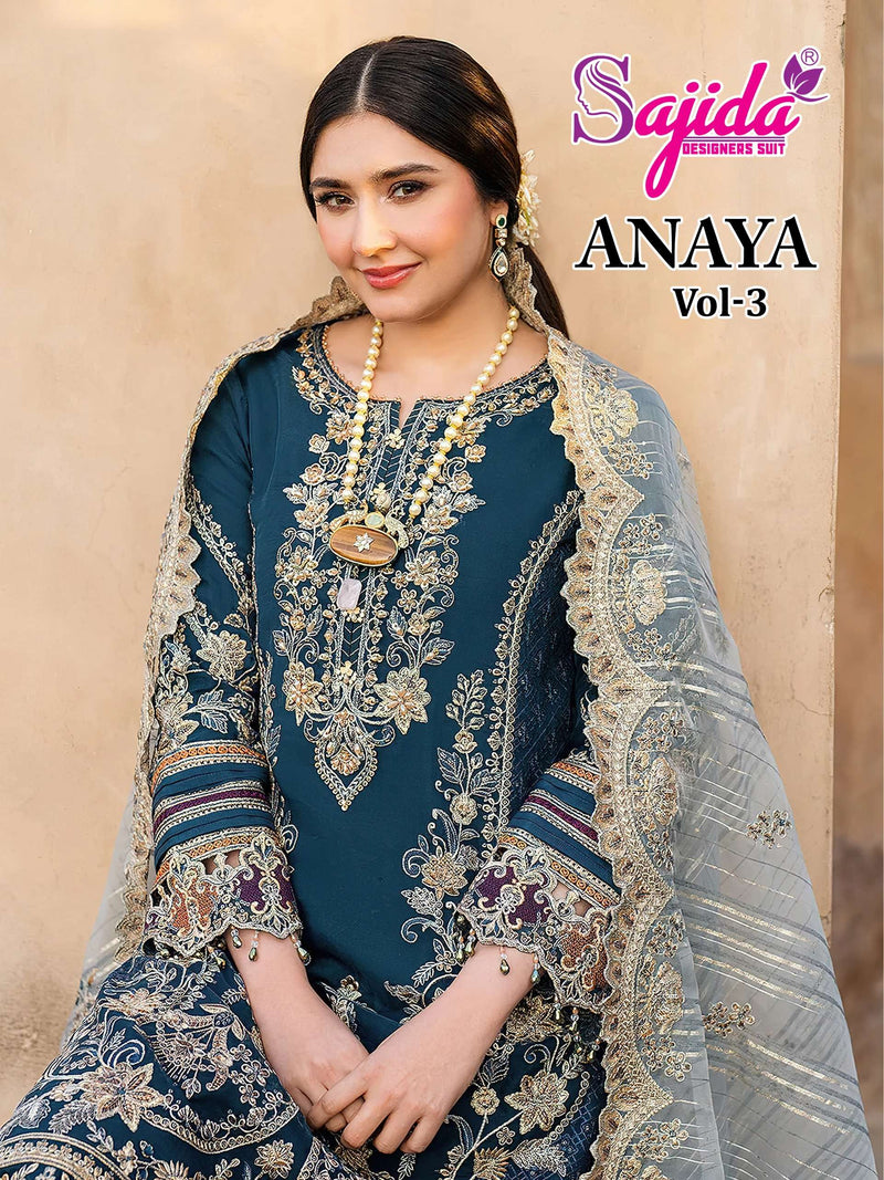 Sajida Designer Dno 1116-1117-1118 Pure Georgette Embroidered Pakistani Suit