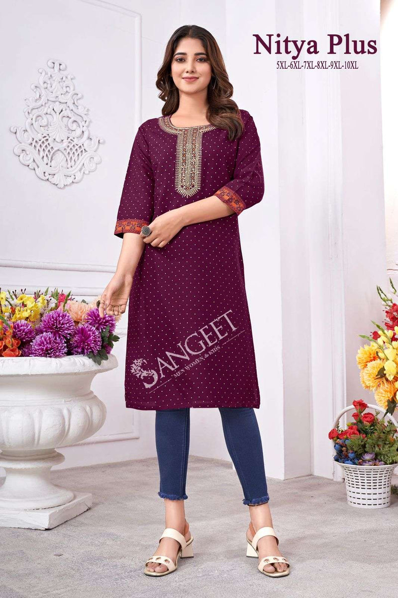 Sangeet Nitya Rayon Gold Khadi Print Embroidery Codding Sequence Work Set Of Kurti