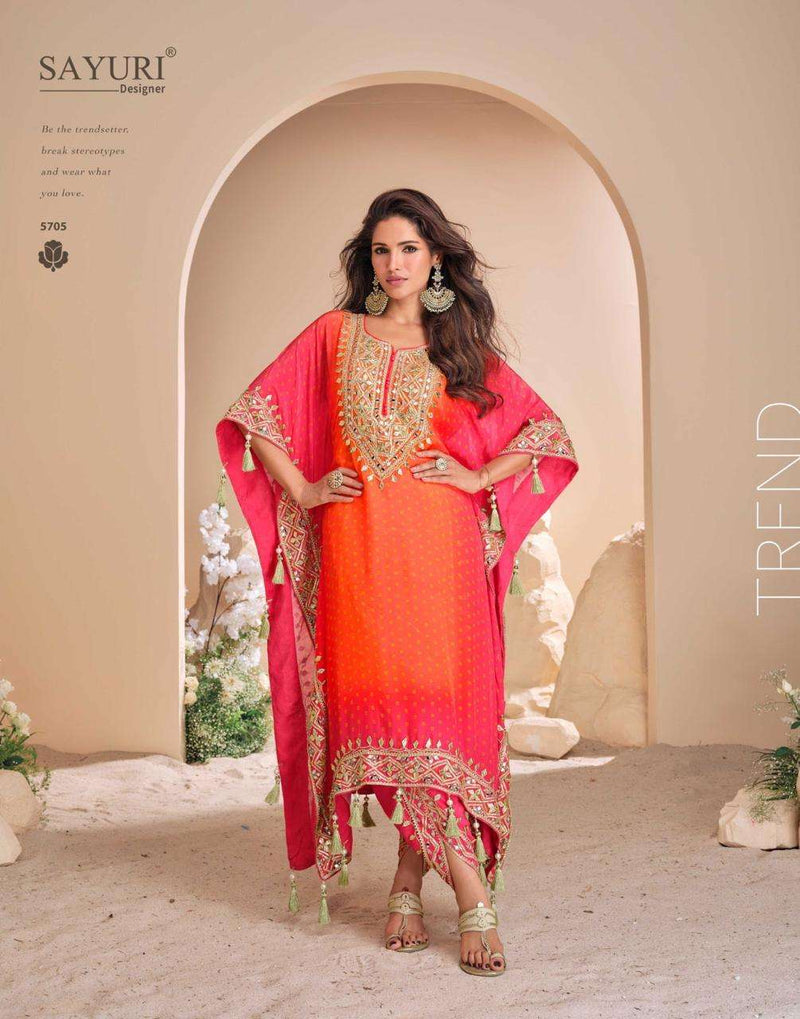 Sayuri Designer Jhoomar Viscose Silk Designer Partywear Kaftan Collection