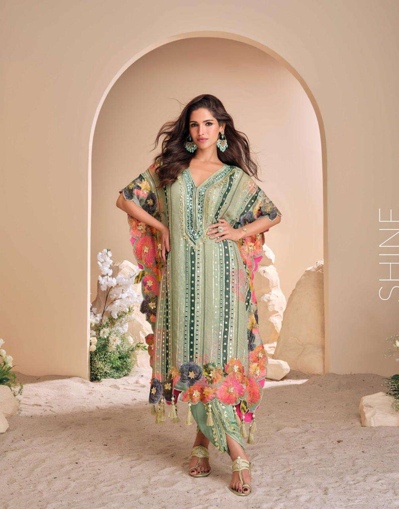 Sayuri Designer Jhoomar Viscose Silk Designer Partywear Kaftan Collection