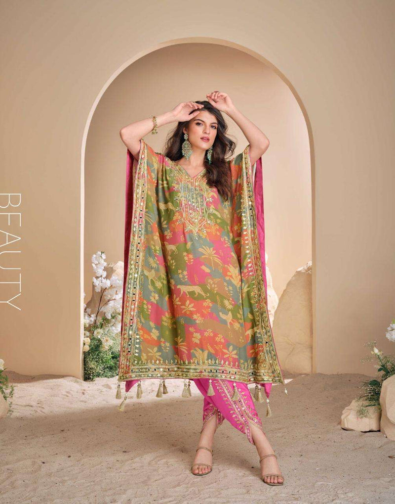 Sayuri Designer Jhoomar Viscose Silk Designer Partywear Kaftan Collection