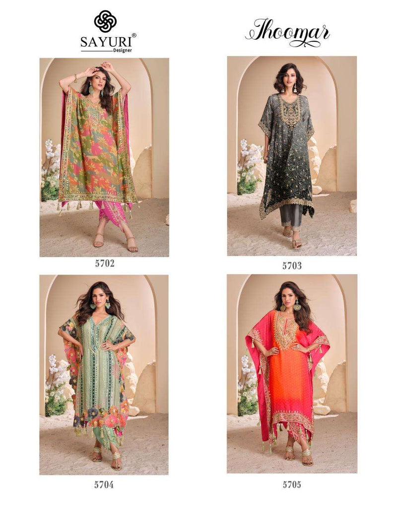 Sayuri Designer Jhoomar Viscose Silk Designer Partywear Kaftan Collection