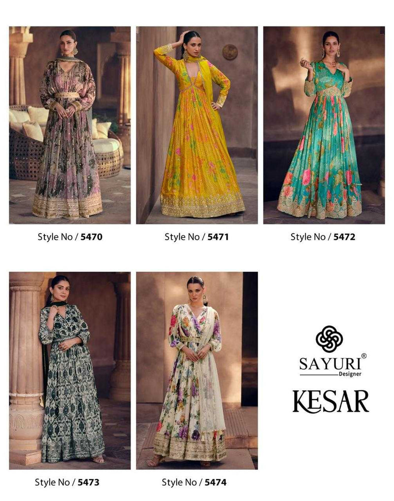 Sayuri Designer Kesar Georgette Wedding Wear Digital Print With Embroidery Work Salwar Suit