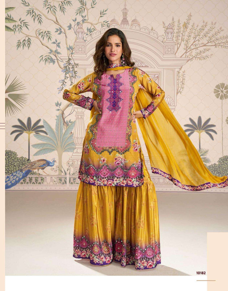 Sayuri Designer Kirti Premium Crepe Silk Mirror Work Designer Suit