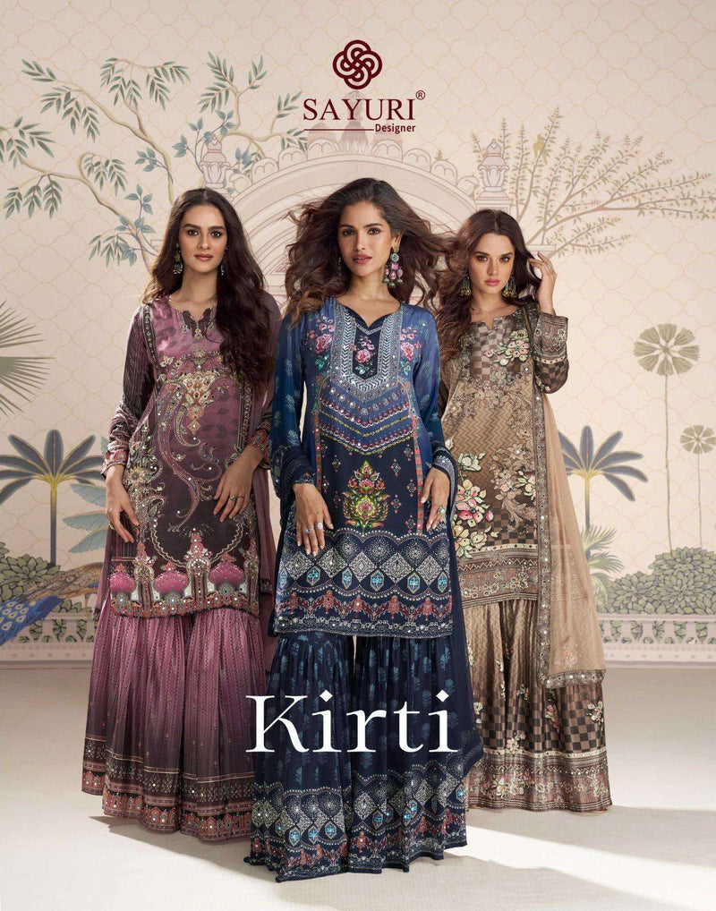 Sayuri Designer Kirti Premium Crepe Silk Mirror Work Designer Suit