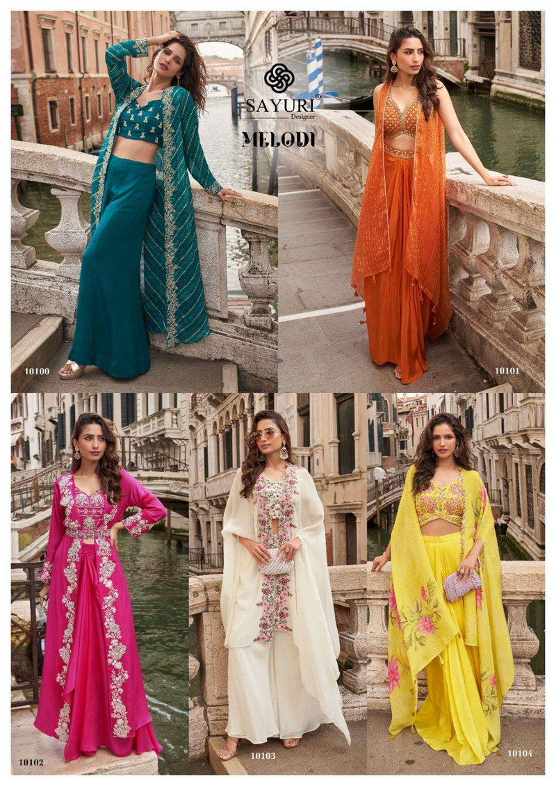 Sayuri Designer Melodi Premoium Chinon Silk Jacquard Embroidered Designer Suit