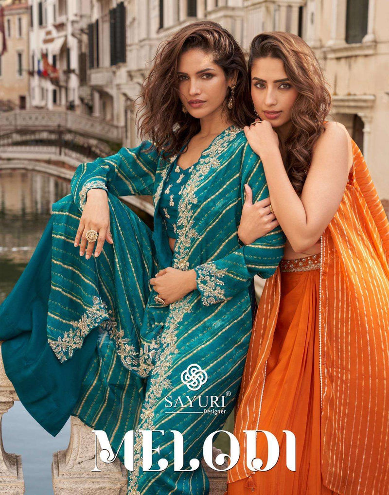 Sayuri Designer Melodi Premoium Chinon Silk Jacquard Embroidered Designer Suit