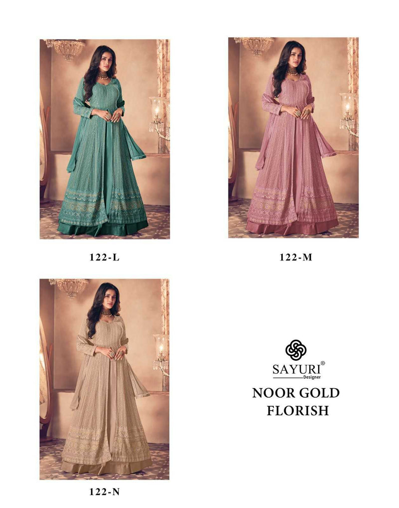 Sayuri Designer Noor Gold Florish Georgette Exclusive Wear With  Embroidery Work Salwar Kameez