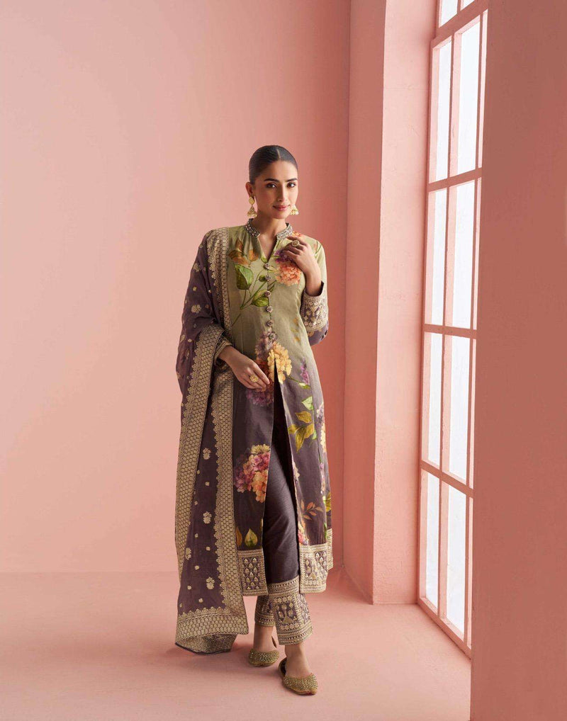 Sayuri Designer Pulkari Premium Silk Embroidered Jacquard Designer Kurti