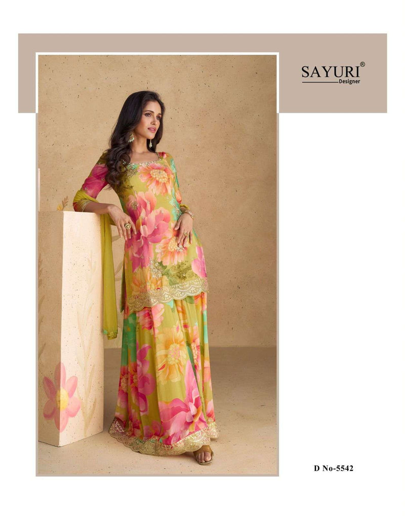 Sayuri Designer Sangam Chinon Silk Embroidered Designer Partywear Salwar Suit