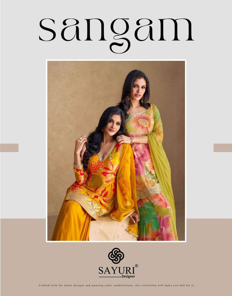 Sayuri Designer Sangam Chinon Silk Embroidered Designer Partywear Salwar Suit