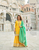 Sayuri Designer Taj Premium Simar Silk Jacqard Embroidered Sharara Suit